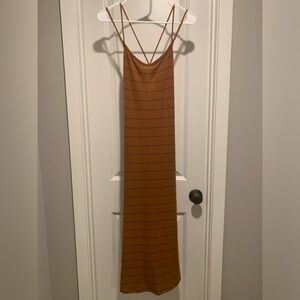 Emory Park Long Sleeveless brown and black striped max dress in a size Small.